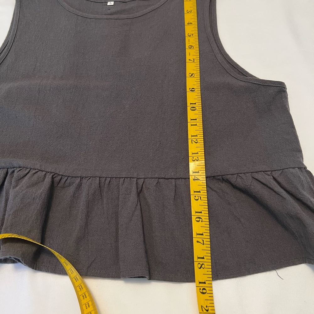 Gray Cropped Ruffles & Buttons Tank Top - Picture 9 of 11